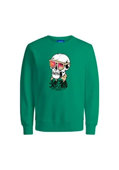 Jack & Jones Erkek Kuru Kafa Baskılı Bisklet Yaka Sweatshirt 12244220 Siyah