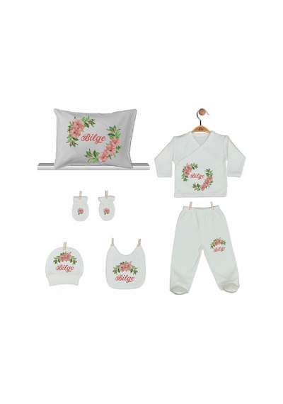 Pia Baby Gl 2202 İsme Özel Yastık Zıbın Set Krem