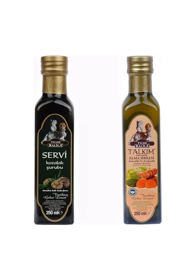 Tyche Ralila Talkım Organik Zencefil ve Zerdeçallı Elma Sirkesi + Servi Kozalak Şurubu 2 x 250 ML