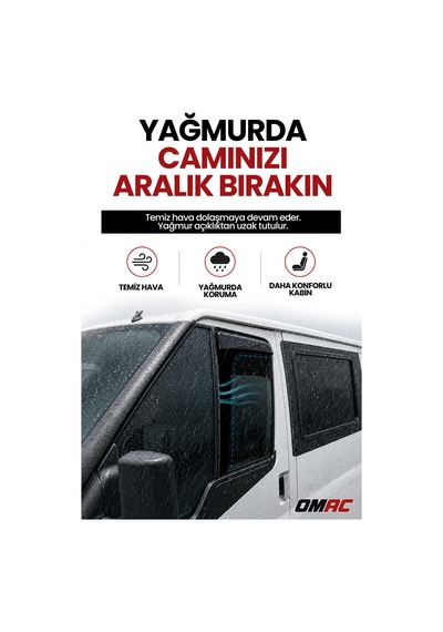 Vw Caddy 2020-2024 Arası Uyumlu Araca Özel Akrilik Cam Rüzgarlığı Koyu Duman 2 Parça Ön