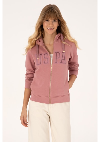U.S. Polo Assn. Kadın Gül Kurusu Fermuarlı Kapüşonlu Basic Sweatshirt 50307769-VR221 U.S. Polo Assn. Kadın Gül Kurusu Fermuarlı Kapüşonlu Basic Sweatshirt 50307769-VR221