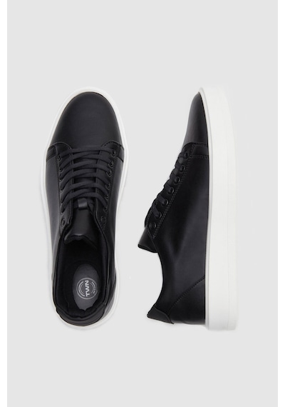 D's Damat 0EC09ORT0378 Kalın Beyaz Tabanlı Bağcıklı Erkek Sneaker Ayakkabı - Siyah