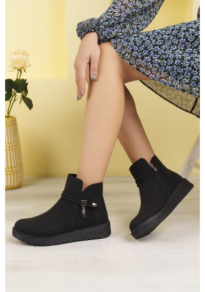 Nesil Shoes Dvm 1001 Siyah Capi Kadın Fermuarlı Kışlık Bot SİYAH CAPİTAL