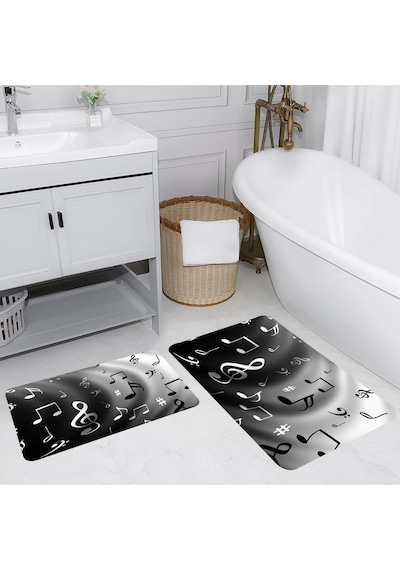 Rovigo Home Baskılı Kaymaz Taban 2 Li Banyo Paspas Takım Rvg5152-100X60-60X50 Çok Renkli