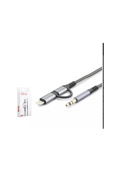 Hadron Gj-027 3.5mm To Type-c + Lıghtnıng Kablo Aux Car Siyah