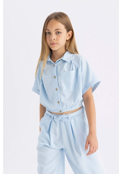 DeFacto Kız Çocuk Cropped Fit Pamuklu Kısa Kollu Gömlek C4272A824SMBE366