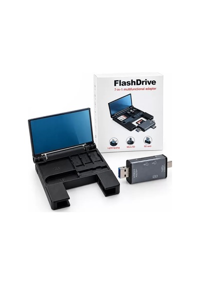 Sh Powermaster Pm-39094 7in1 Çok Fonksiyonlu Usb 3.0 Type-c Lightning Sd/tf Kart Okuyucu Adaptör Najmaddin