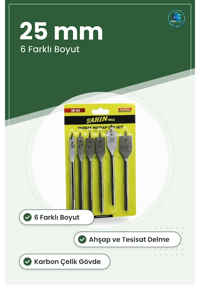 Yaprak Matkap Ucu Seti 25 Mm Ahşap Ve Sıhhi Tesisat Delme Karbon