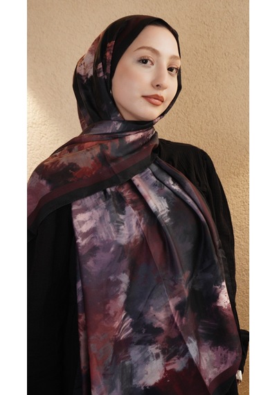 Mirsoy Scarf Pamuk Etnik Desen Şal Bordo