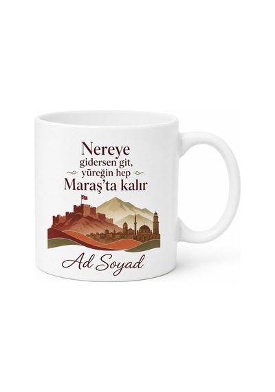 Kahramanmaraşlı Hemşehriye Memleket Kupa Bardak Hediye Maraş Hatıra Beyaz / Çok Renkli