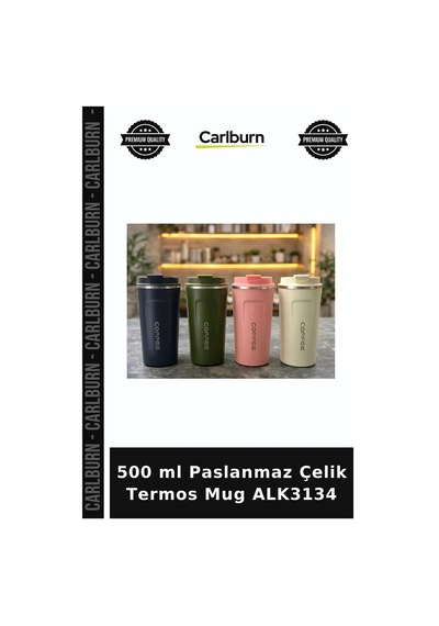Özel Üretim Seyahat 500 Ml Paslanmaz Çelik Termos Mug - Çift Katmanlı Sızdırmaz Kahve Kupası Alk3134