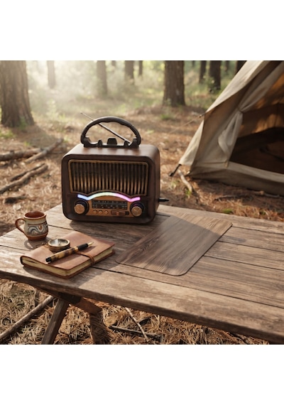 Solar Nostalji Müzik Kutusu - Şarjlı - Fm Radyo - Bluetooth Özellikli - Retro Tasarımlı
