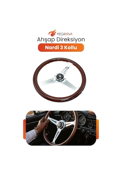 Universal Nardi Ahşap Direksiyon Spor Direksiyon 3 Kollu Klasik Tasarım Şık Görünüm Renkli