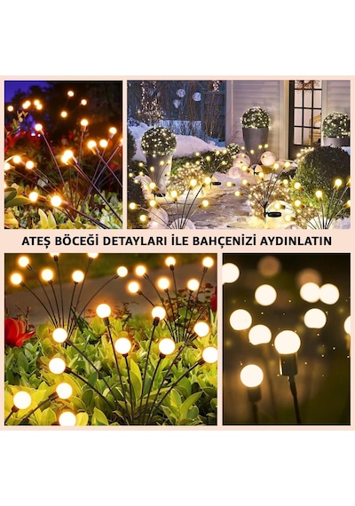 Robeve 2'li Paket 6'li Ateş Böceği Bahçe Aydınlatması Solar Güneş Enerjisi Bahçe Aydınlatması Güneş Enerjil