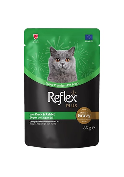 Reflex Plus Sos İçinde Parça Ördek Ve Tavşan Etli Yetişkin Kedi Konservesi 85gr