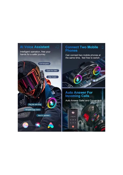 Y13 Motor Kask Kulaklık Rgb Modlu Radyolu Motosiklet Kulaklık 5.3 Bluetooth Intercom 75515315