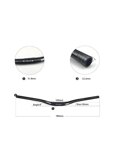 Wake Alüminyum 31.8 780mm Riser Mtb Gidon Bisiklet Gidonu Siyah