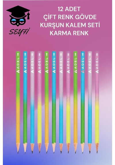 12 Adet Mash Klasik Renkler Kurşun Kalem Seti Karma Renk Çok Renkli