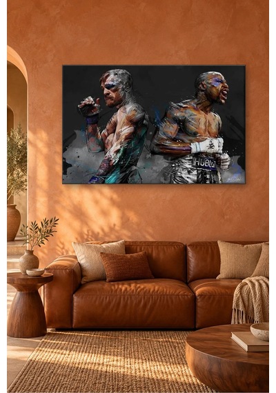 Fida Mayweather Ve Mcgregor Boks Karşılaşması Canvas Tablo Çok Renkli
