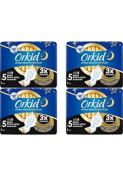 Orkid Ultra Gece Extra Plus Hijyenik Ped 4 x 5'li
