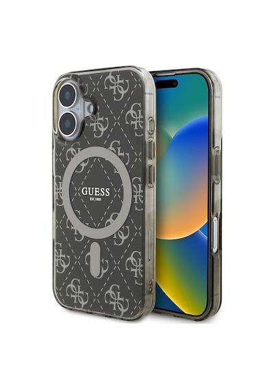 Apple Uyumlu iPhone 16 Kılıf Guess Lisanslı Magsafe Iml Baskılı Klasik Logolu 4g Desenli Kapak Kahverengi