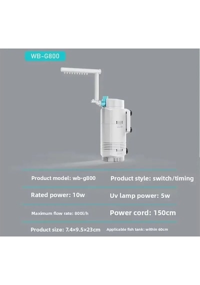 Waterbear Wb-g800 Uv'li Zamanlayıcılı Akvaryum İç Filtre