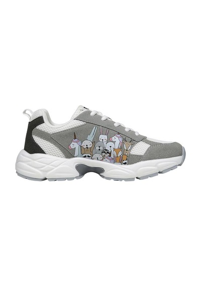 Kadın Vegan Gri Sneakers - Omg So Cute Tasarım Çok Renkli