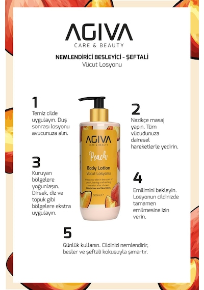 Şeftali Agiva Care & Beauty Yoğun Nemlendirici Ve Besleyici Vücut Losyonu 500 Ml