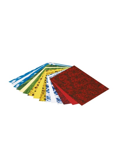 4649 - Elements And Flowers Motifli Blok, 24 X 34 Cm, 30 Yaprak, Çeşitli, 10 X Desenli Karton, 10 X Baskılı Şeffaf
