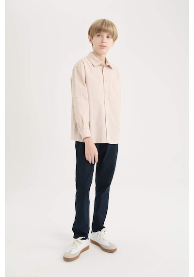 DeFacto Erkek Çocuk Oversize Geniş Kalıp Polo Yaka Paraşüt Uzun Kollu Gömlek D9848A825SMBG107