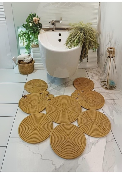 Buççin Online Mağaza Jüt, Hasır, Paspas, Banyo Paspası, Klozet Önü Paspası, Klozet Paspas, Çift Taraflı Jüt Çok Renkli