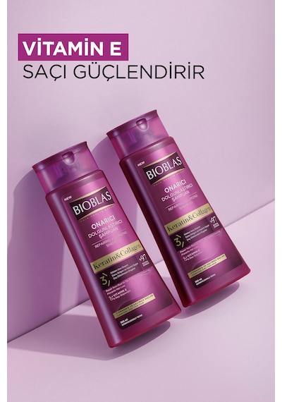 Keratin & Kolajen Onarıcı Dolgunlaştırıcı Saç Bakım Şampuanı 2 X 360 Ml İnce Ve Yıpranmış Saçlar