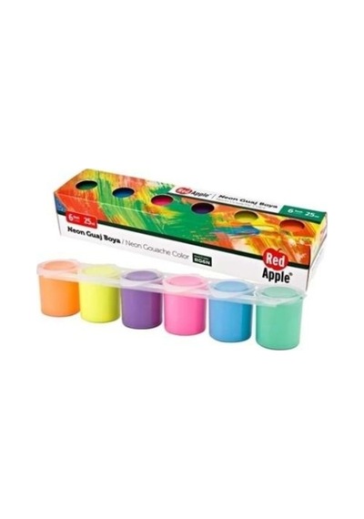 Neon Guaj Boya 6 Renk X 25 Ml Sıralı Set Karışık Çok Renkli