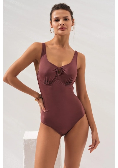 Pierre Cardin Riva Balenli Büyük Beden Mayo Toffee 231129 Toffee
