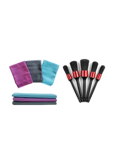 Profosyonel Temizlik Seti Toplam 8 Parça 3 Parça 50x70 Yüksek Emicilik İz Bırakmaz Mikrofiber Temizlik Bezi Ve 5 Parça Araba Detay Temizlik Fırça Seti Detaylı Temizlik Fırçası