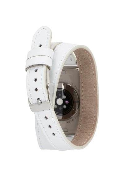 Alpıne Slim Double Tour Ivory White Hakiki Deri Apple Uyumlu Watch Kordonu - 44/45/46/49mm