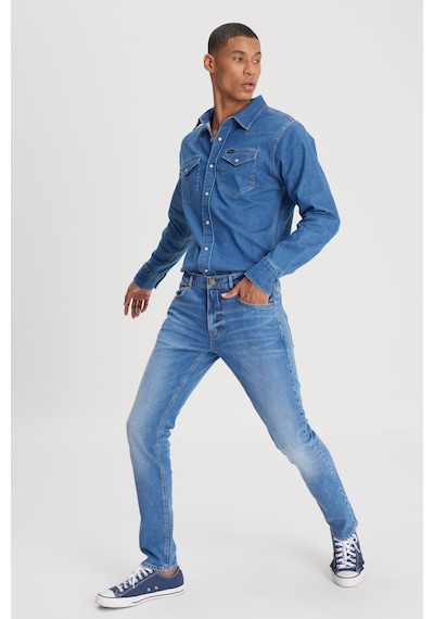 Lee Slim Fit Dar Kesim Normal Bel Dar Paça Luke Mavi Jean Kot Pantolon