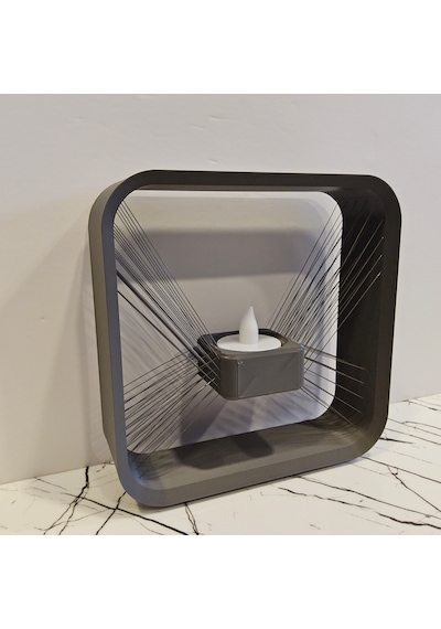 Masa Lambası 3 D Baskı - Kare- Gri-