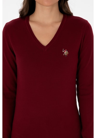 U.S. Polo Assn. Kadın Bordo V Yaka Basic Kazak 50307727-VR014