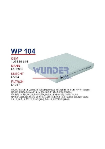 WUNDER WP104 Polen Filtresi Volkswagen Golf 4 - Bora 1,4/1,6