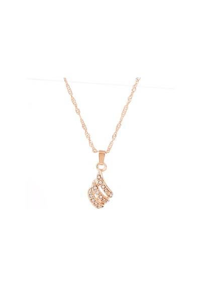 Amore Kristal Taşlı Kolye Küpe Yüzük Gelin Düğün Hediye Moda Rose Takı Seti Rose Gold