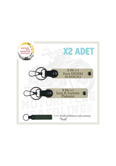 Motorcuya Hediye, İsim Plaka Ve B Rh + Kan Grubu Kişiselleştirilmiş X2 Anahtarlık Set, S Kahve-ysl