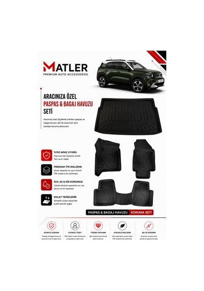 Citroen C3 Aircross Hybrid 2026 Model 4d Ekstra Havuzlu Paspas Ve Bagaj Havuzu Set