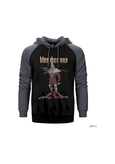 Blasphemous Kırmızı Renk Reglan Kol Sweatshirt / Hoodie