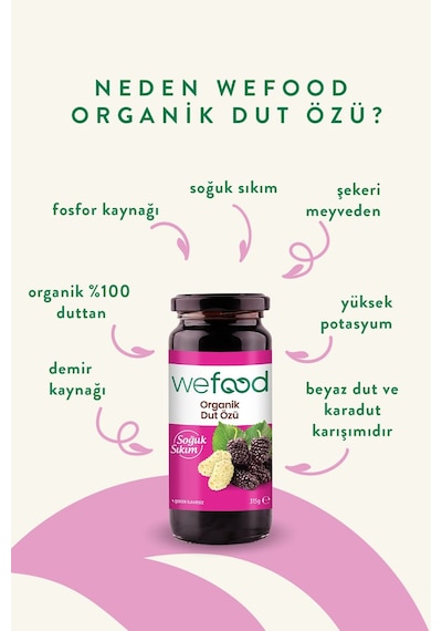 Wefood Organik Dut Özü 315 gr (Soğuk Sıkım)