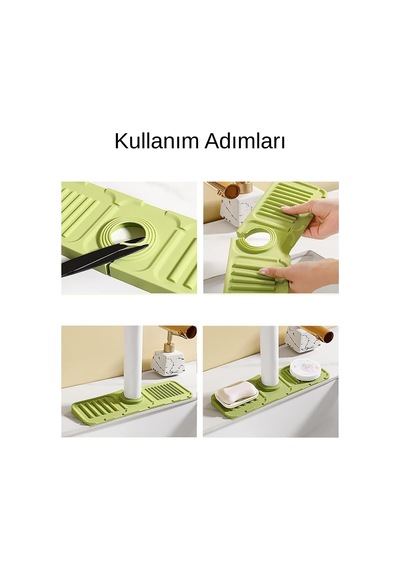 Mutfak Ve Banyo Lavabo Kenarı Silikon Mat Su Sıçrama Önleyici Tezgah Matı Silikon Gri Diğer