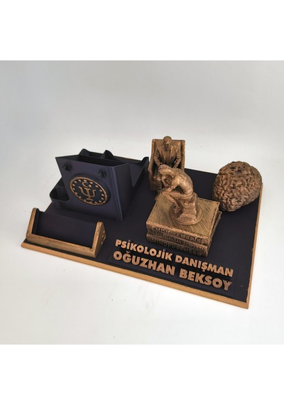 Kişiye Özel Psikolojik Danışman Masa İsimliği Ve Kartvizitlik Gold - Siyah
