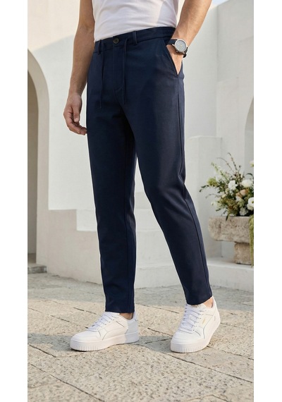 Etikmen Lacivert İpli Kolay Ütülenebilir Easy Iron Jogger Erkek Pantolon Lacivert