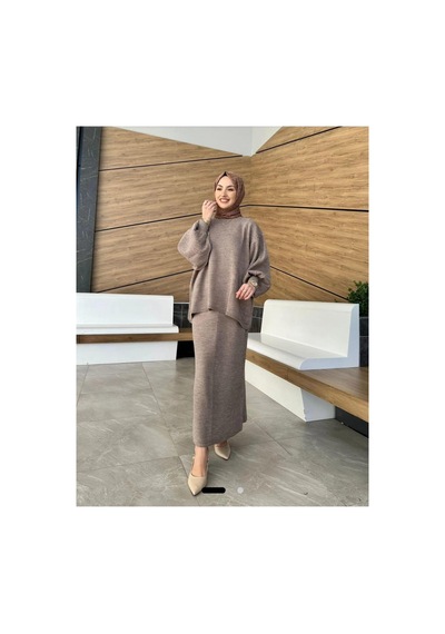 Bomii Triko 2 Li Takım Kazak Etek Krem - 938331387 Krem