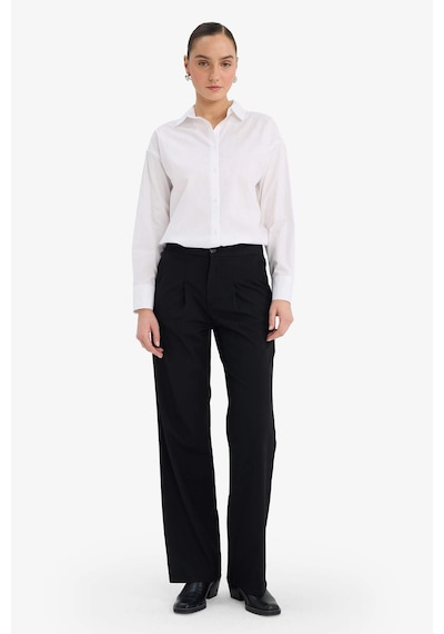 Defacto Wide Leg Çift Cepli Yüksek Bel Geniş Paça Pantolon G3822ax25aubk81 Siyah-bk81